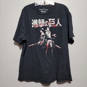 Attack on‎ Titan Graphic T Shirt Mens XL Crunchyroll Anime Manga Black Cotton